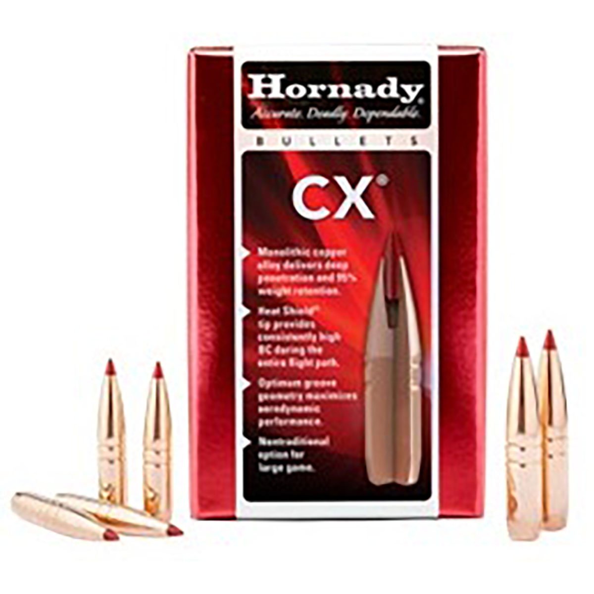HORNADY - CX® 22 CALIBER (0.224") POLYMER TIP BOAT TAIL RIFLE BULLETS