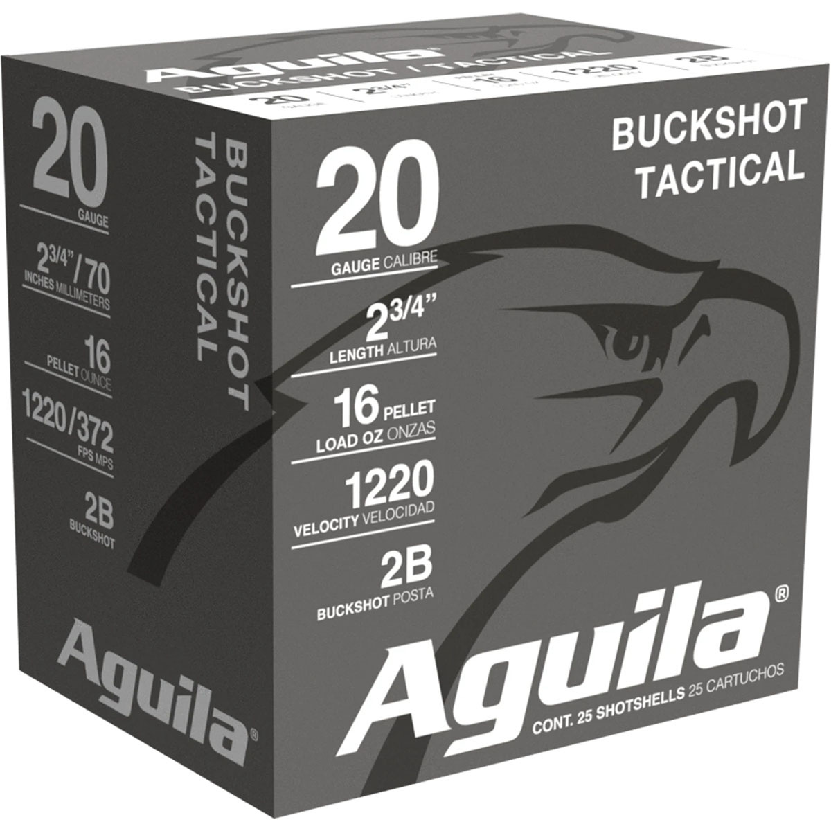 AGUILA Buckshot Tactical 20 Gauge 2-3/4" 1oz #2 Buckshot 25/Box