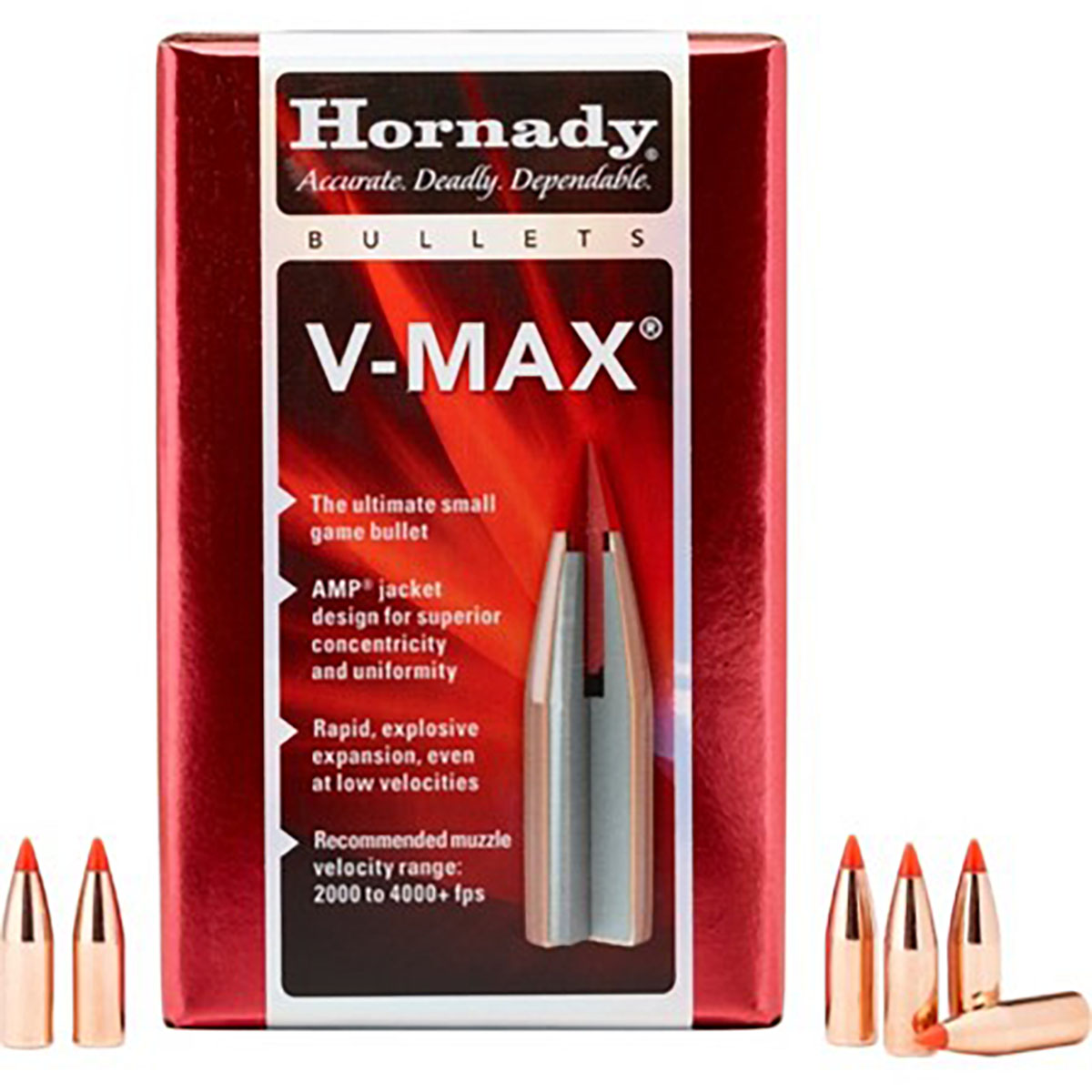HORNADY - V-MAX® 17 CALIBER (0.172") POLYMER TIPPED FLAT BASE BULLETS