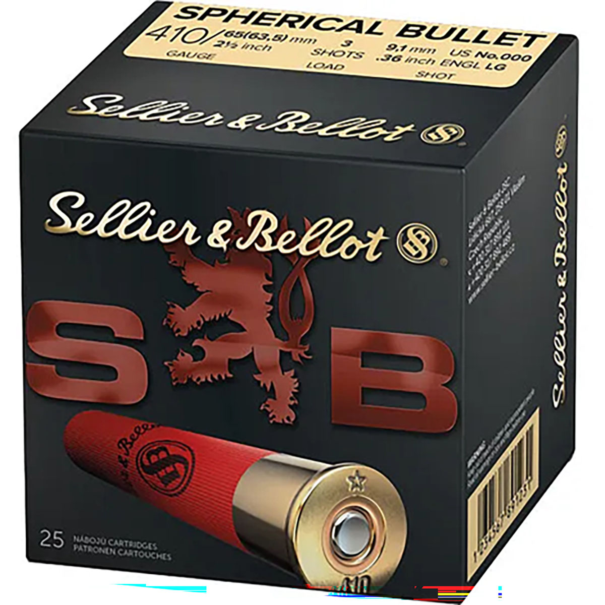 SELLIER & BELLOT Spherical Bullet 410 Bore 2-1/2" 1/2oz #000 Shot 25/Box