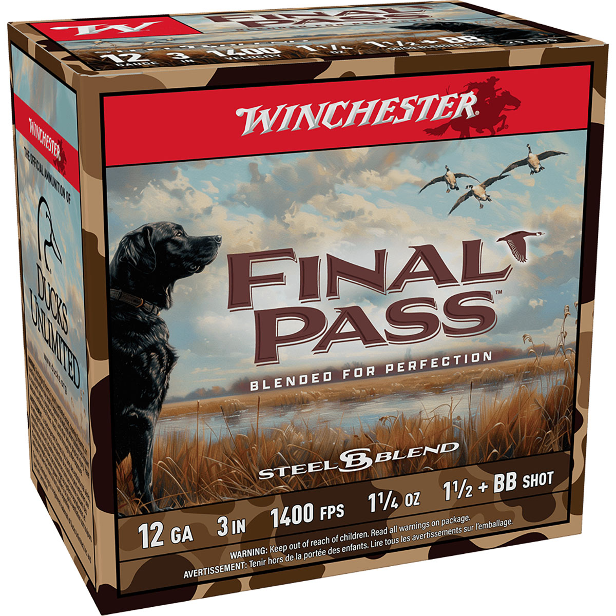 WINCHESTER Final Pass 12 Gauge 3" 1-1/4oz #1.5 & #BB Shot Blend 25/Box