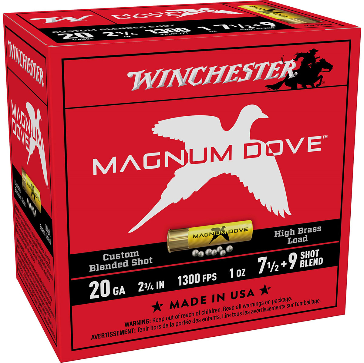 WINCHESTER Magnum Dove 20 Gauge 2-3/4" 1oz #7.5 & 9 Shot 25/Box