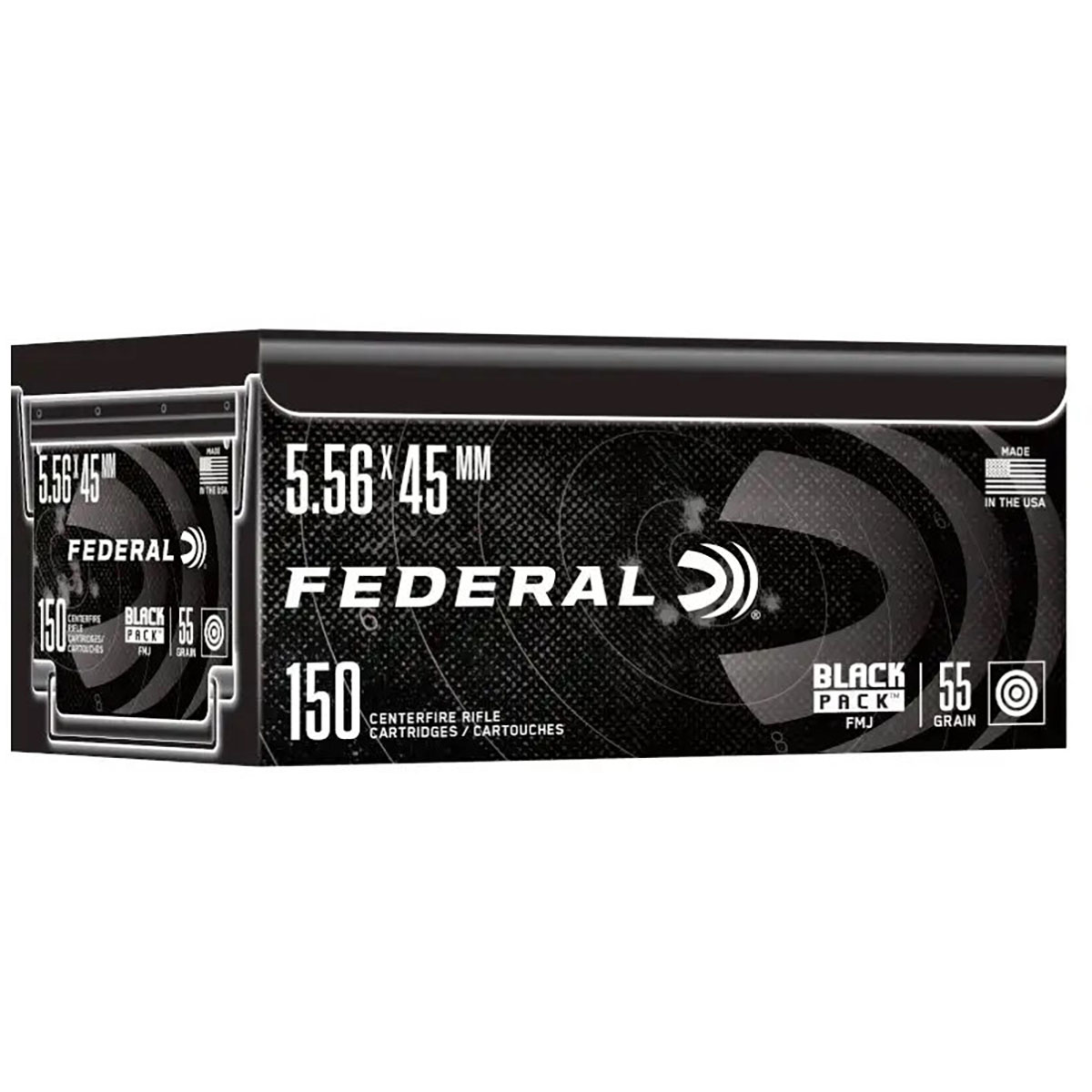 FEDERAL Black Pack 5.56x45mm 55gr FMJ Boat Tail 150/Box