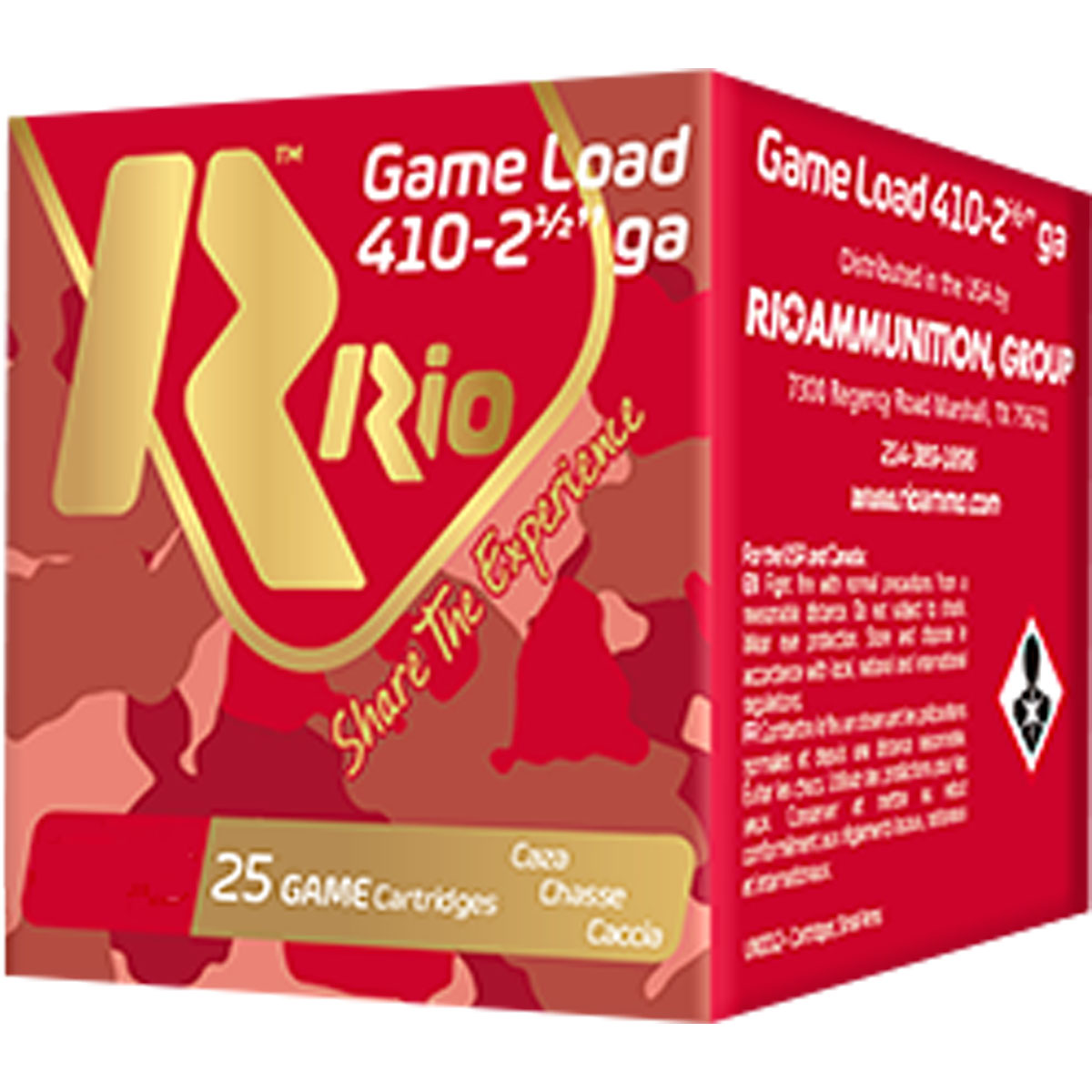 RIO OUTDOORS CORP. Top Target 410 Bore 2-1/2" 1/2oz #6 Shot 25/Box