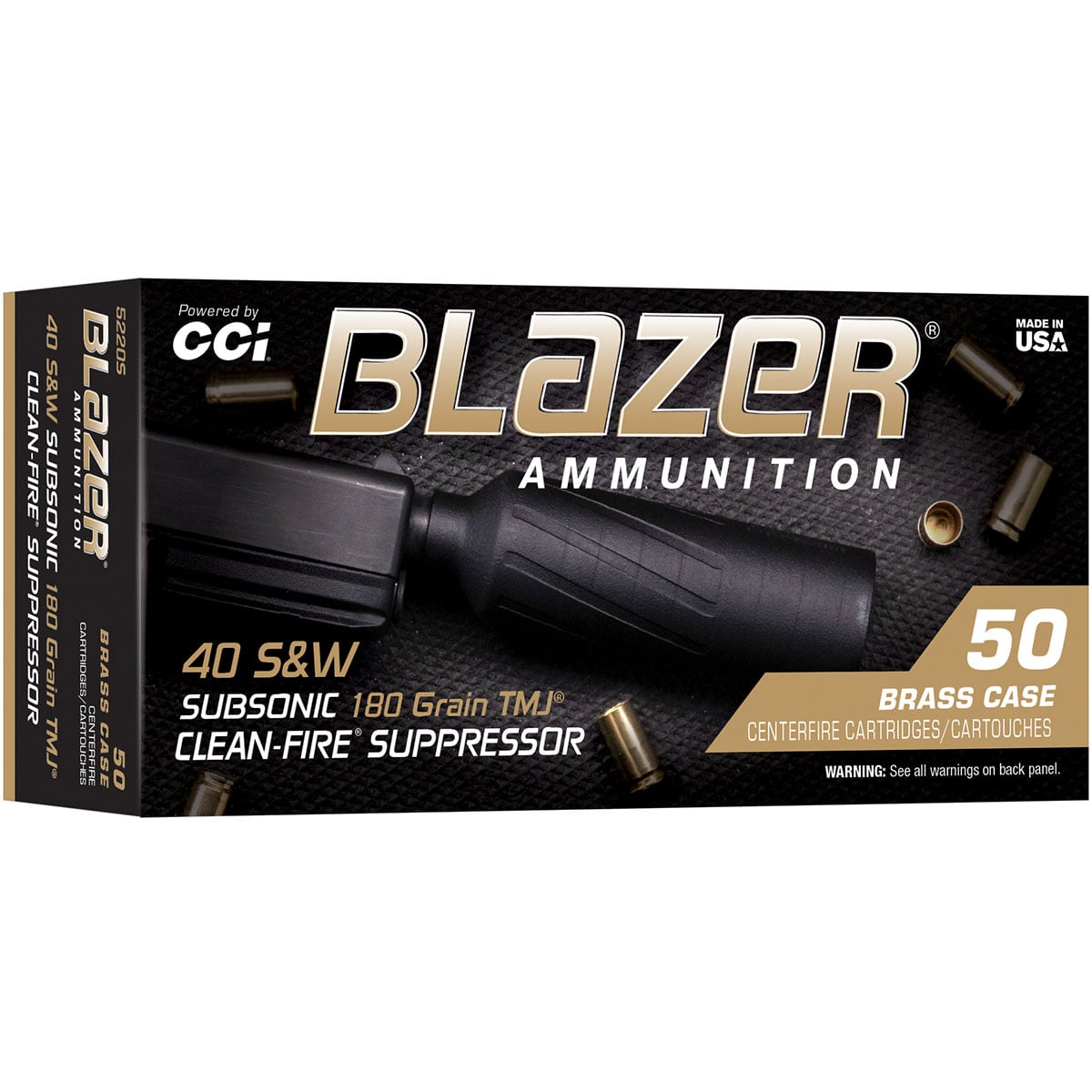 CCI Clean Fire Suppressor 40S&W 180gr TMJFN 970 FPS 50/Box