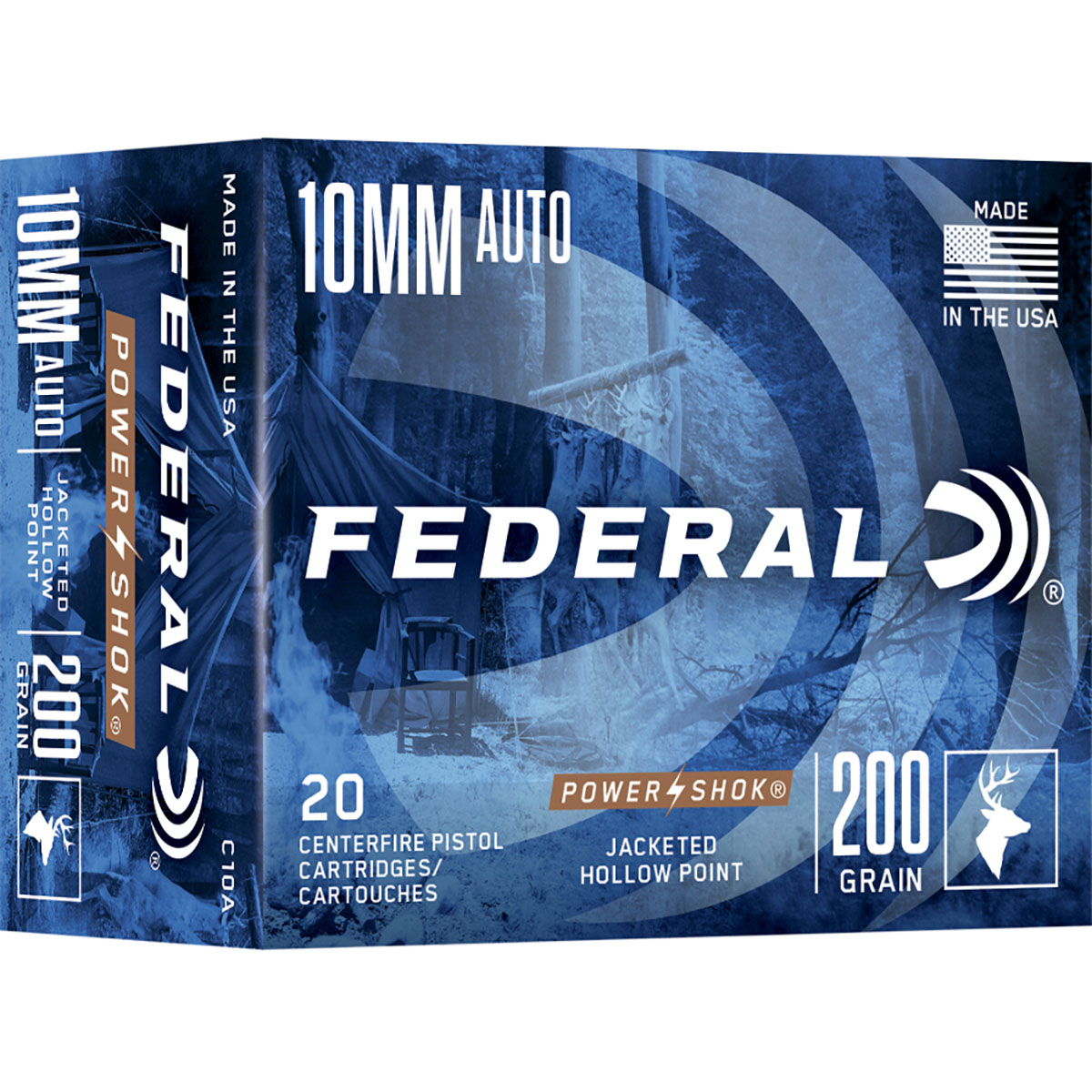 FEDERAL Power-Shok Handgun 10mm Auto 200gr JHP 1110 FPS 20/Box