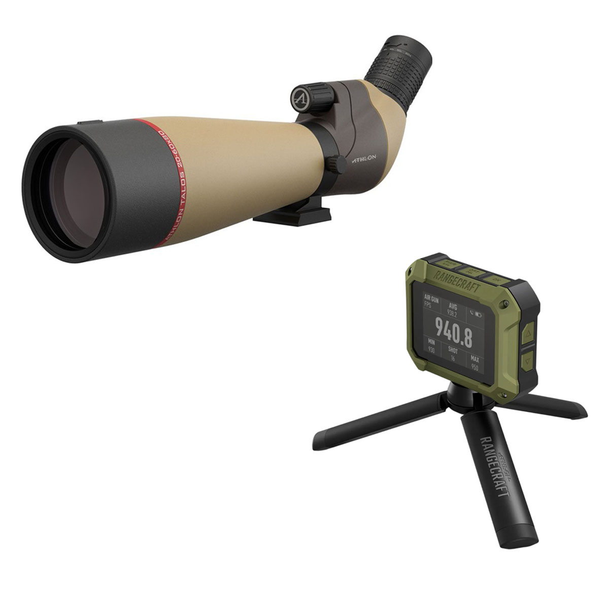 ATHLON OPTICS 20-60x80 Angled Spot Scope & Rangecraft Velocity PRO