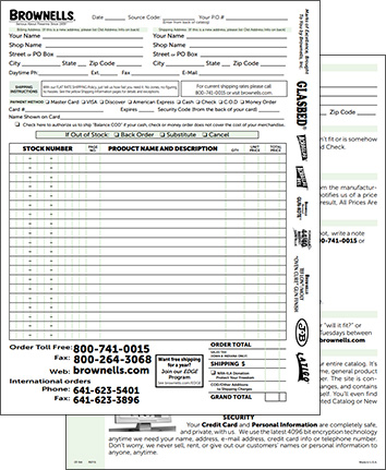 Brownells order form preview.