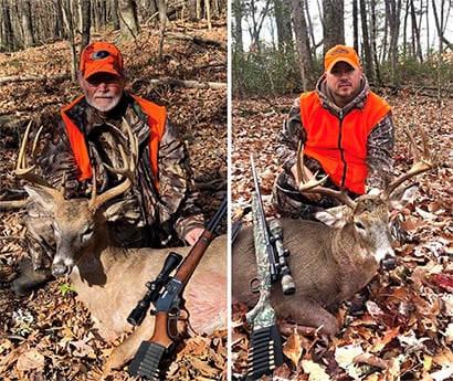 Jeremiah's dad got an excellent 10-pointer (left), but Jeremiah's buck had an uncommonly graceful, nicely spread 10-point rack (right).