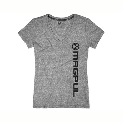 Magpul Women's V-Neck Vertical Logo T-Shirts - Womens V-Neck Vert Logo T-Shirt 2x Athletic Heather