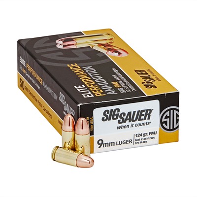 Sig Sauer Elite Ball Ammo 9mm Luger 124gr Full Metal Jacket 9mm Luger 124gr Fmj 50 Box