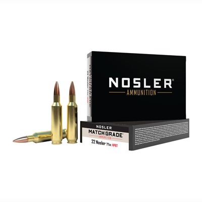 Nosler Match Grade 22 Nosler Ammo - 22 Nosler 77gr Custom Competition Spitzer 20/Box