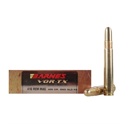 Barnes Vor-Tx Safari 416 Remington Magnum Ammo - 416 Remington Magnum 400gr Banded Round Nose 20/Box