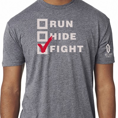 Victory First Mens Run Hide Fight T Shirts Run Hide Fight Tshirt Premium Heather Md 
