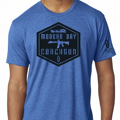 Victory First Men's Shield Style Modern Day Coachgun T-Shirts - Shield Style Modern Day Coachgun Tshirt Vintage Royal Lg