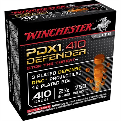 Winchester Pdx1 Defender Ammo 410 Bore 2 1/2" #bb Shot 410 Bore 2 1/2" 3 Disc Projectiles 12 #bb's 10/Box