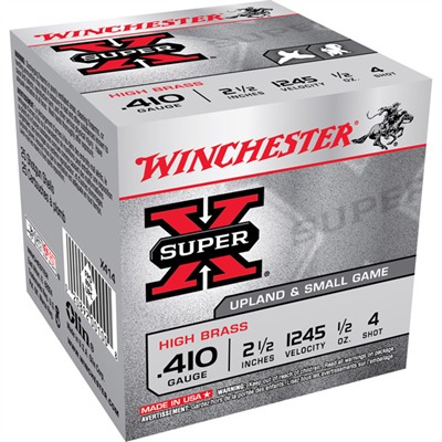 Winchester Super X High Brass Ammo 410 Bore 2 1/2" 1/2 Oz #4 Shot 25/Box