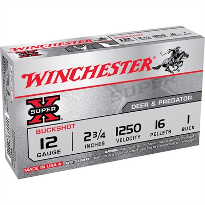 Winchester Super X Buckshot Ammo 12 Gauge 2 3/4" #1 Shot 12 Gauge 2 3/4" 16 Pellets #1 Shot 5/Box