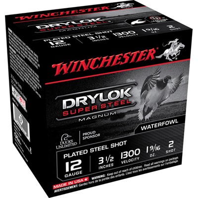 Winchester Drylok Ammo 12 Gauge 3 1/2" 1 9/16 Oz #2 Steel Shot 12 Gauge 3 1/2" 7/8 Oz #2 Steel Shot 25/Box