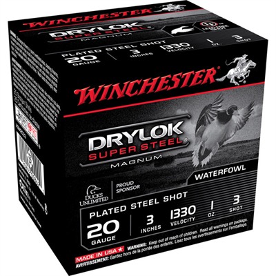Winchester Drylok Ammo 20 Gauge 3" 1 Oz #3 Steel Shot 25/Box