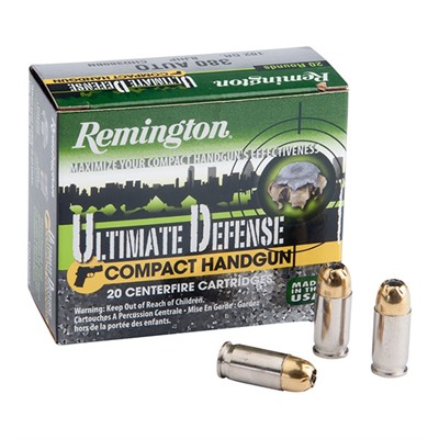 Remington Ultimate Defense Ammo 380 Auto 102gr Bjhp 380 Auto 102gr Brass Jacketed Hollow Point 20/Box