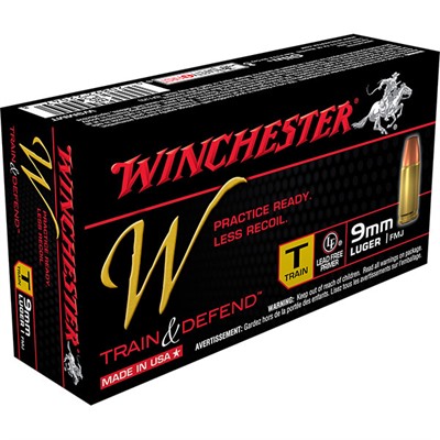 Winchester Train & Defend Ammo 9mm Luger 147gr Fmj 9mm Luger 147gr Full Metal Jacket 500/Case