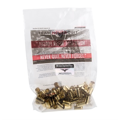 Team Never Quit Pistol Brass .380 Auto 100/Box in USA Specification