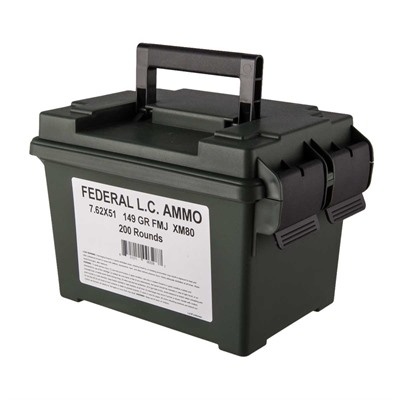 Federal Lake City 7.62x51mm Nato 149gr Xm80 Fmj Ammo Can 7.62x51mm Nato 149gr Full Metal Jacket 200/Ammo Can