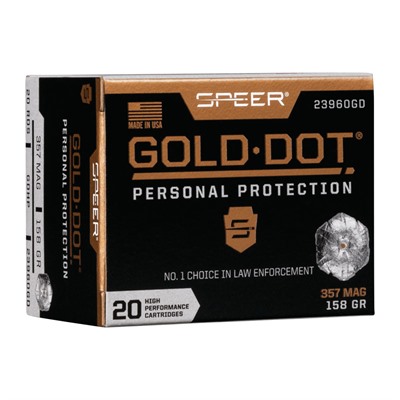 Speer Gold Dot Personal Protection 357 Magnum Ammo - 357 Magnum 158gr Gold Dot Hollow Point 20/Box