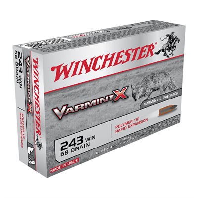 Winchester Varmint X 243 Winchester Ammo - 243 Winchester 58gr Polymer Tip 20/Box