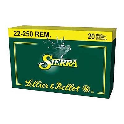Sellier & Bellot 22-250 Remington 55gr Sbt Ammo - 22-250 Remington 55gr Sierra Boat Tail 20/Box