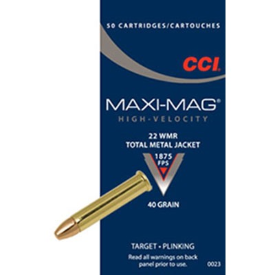 Cci Maxi Mag Ammo 22 Magnum (Wmr) 40gr Total Metal Jacket 50/Box in USA Specification
