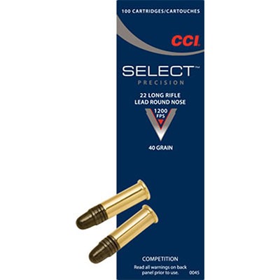 Cci Select Ammo 22 Long Rifle 40gr Lead Round Nose 100/Box in USA Specification