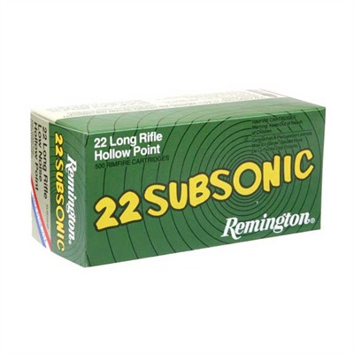 Remington 22 Subsonic Ammo 22 Long Rifle 38gr Cphp 22 Long Rifle 38gr Copper Plated Hollow Point 100/Box in USA Specification