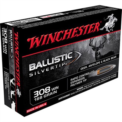 Winchester Supreme Ballistic Silvertip Ammo 308 Winchester 168gr Bst 308 Winchester 168gr Ballistic Silver Tip 20/Box