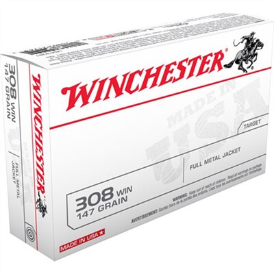 Winchester White Box Ammo 308 Winchester 147gr Fmj 308 Winchester 147gr Full Metal Jacket 20/Box in USA Specification