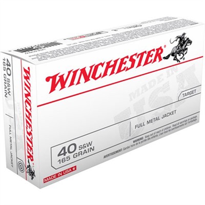 Winchester White Box Ammo 40 S&W 165gr Fmj Fn 40 S&W 165gr Full Metal Jacket Flat Nose 50/Box