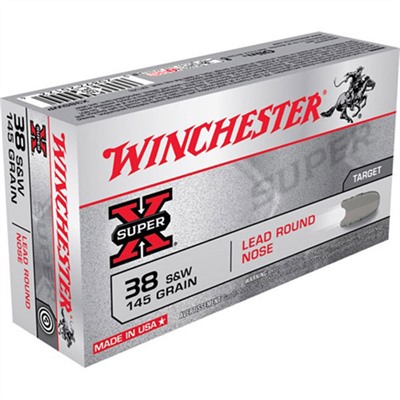 Winchester Super X Ammo 38 S&W 145gr Lrn 38 S&W 145gr Lead Round Nose 50/Box in USA Specification