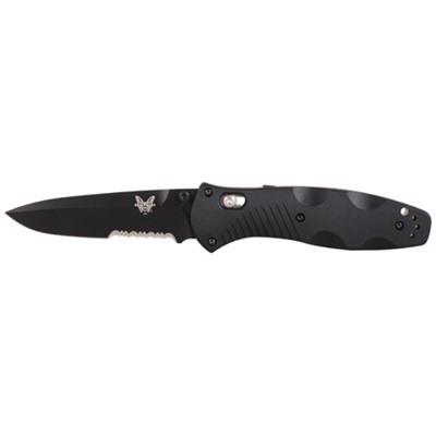 Benchmade Knife Co. 580 Barrage Drop Point Folding Knife Barrage Black Serrated Drop Point