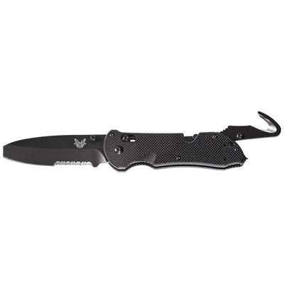 Benchmade Knife Co. 915 Triage Folding Knife 916 Triage Black Serrated Opposing Bevel in USA Specification