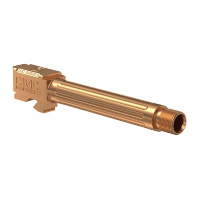 Cmc Triggers Match Precision Barrels For Glock - Fluted Barrel For G17 Threaded 1/2-28 Ticn Bronze