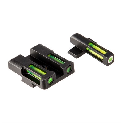 Hiviz Litewave H3 Tritium White Ring Front Sight Set W/ Green Litepipes - Springfield Xd/Xds/Xde/Xdm Lightwave H3 Tritium Sight Set