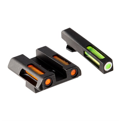 Hiviz Litewave H3 Tritium Orange Ring Fs W/ Green & Orange Litepipes - Glock .45acp/10mm/.45 Gap Lightwave H3 Tritium Sight Set