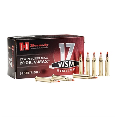 Hornady Rimfire Ammo 17 Winchester Super Magnum 20gr V-Max - 17 Winchester Super Magnum 20gr V-Max 50/Box