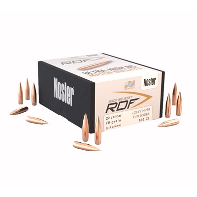 Nosler 22 Caliber 70gr Rdf Reduced Drag Factor Bullets - 22 Caliber (.224
