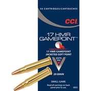 CCI - GAMEPOINT AMMO 17 HMR 20GR JACKETED SOFT POINT CCI - GAMEPOINT AMMO 17 HMR 20GR JACKETED SOFT POINT