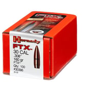 HORNADY - FTX 30 CALIBER (0.308") 30-30 WINCHESTER PTBT RIFLE BULLETS HORNADY - FTX 30 CALIBER (0.308") 30-30 WINCHESTER PTBT RIFLE BULLETS
