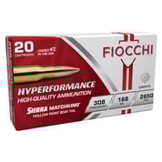FIOCCHI AMMUNITION - HYPERFORMANCE 308 WINCHESTER SIERRA MATCHKING HPBT RIFLE AMMO FIOCCHI AMMUNITION - HYPERFORMANCE 308 WINCHESTER SIERRA MATCHKING HPBT RIFLE AMMO