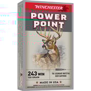 WINCHESTER - POWER-POINT 243 WINCHESTER SOFT POINT TIP RIFLE AMMO WINCHESTER - POWER-POINT 243 WINCHESTER SOFT POINT TIP RIFLE AMMO
