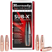 HORNADY - SUB-X® 338 CALIBER )0.338) POLYMER TIP CANNELURE RIFLE BULLETS HORNADY - SUB-X® 338 CALIBER )0.338) POLYMER TIP CANNELURE RIFLE BULLETS